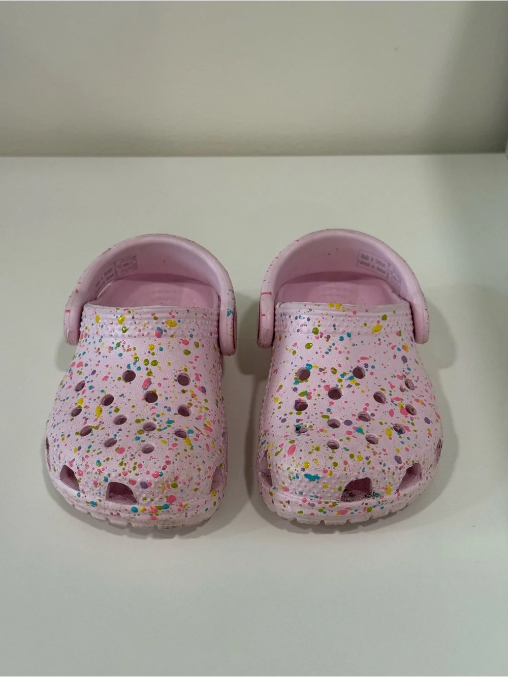 Kids Pink Confetti Crocs Shoes